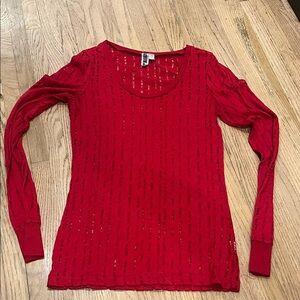 BKE Vibrant Red Long Sleeve Women's Top